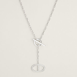 Chaine d'ancre Contour pendant, large model - White gold | Hermès USA